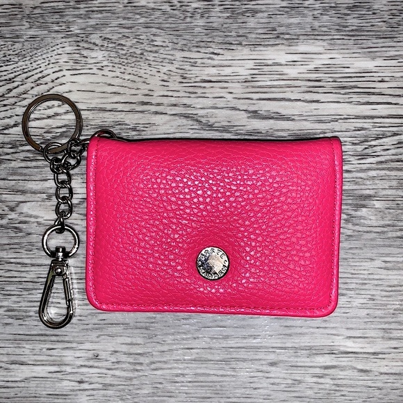 STEVE MADDEN Pink genuine leather embossed Wallet Silver snap keychain organizer - Picture 16 of 16